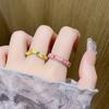 Retro Filigree Enamel Colorful Zircon Ring, Women'S High-End Sense Of Cuteness, Wind Temperament White Opening Adjustable Ring
