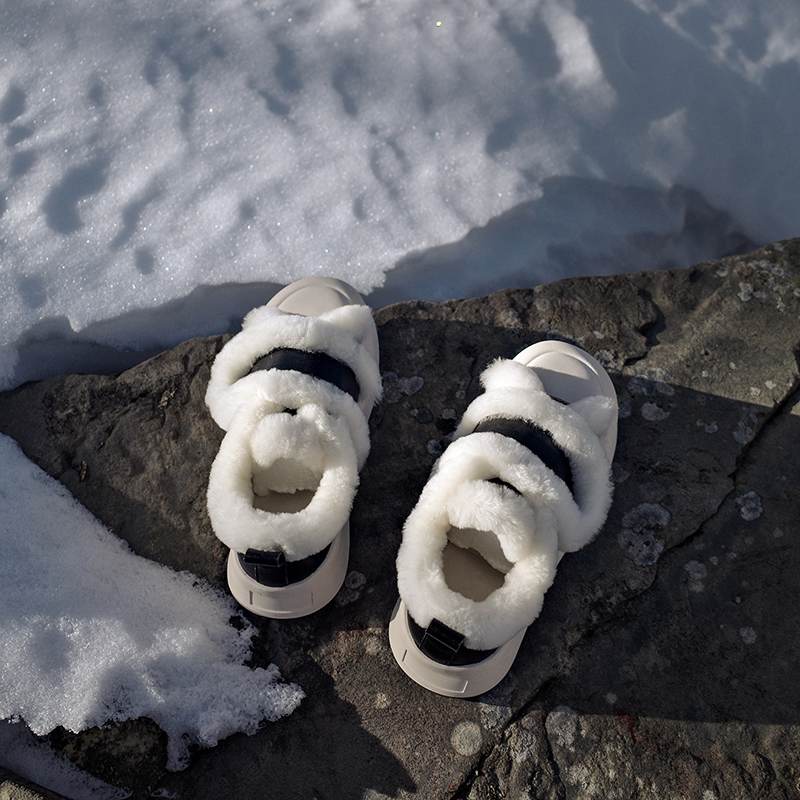 Cow Split Leather Keep Warm Winter White Sneakers Platform Women Artificial Wool Casual Shoes