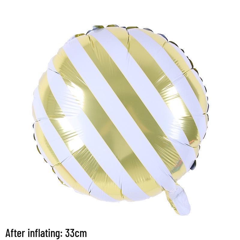 18" Round Striped Candy Aluminum Foil Balloon for Baby Birthday or Children's Day Decoration