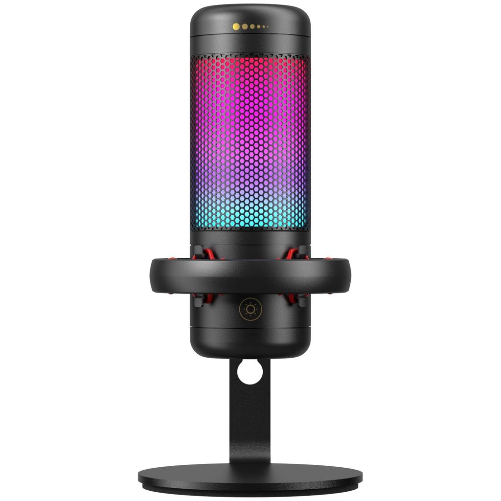 TONOR TC320 Gaming USB Microphone with Condenser Computer PC Microphone with Stand for for Black Microphone, RGB/Gain Control, Streaming, Podcasting,