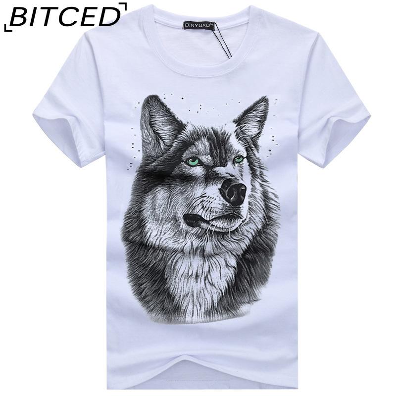 BITCED Kortermet t-skjorte i bomull for menn mote løs halvermet skjorte med trykt medfølende skjorte