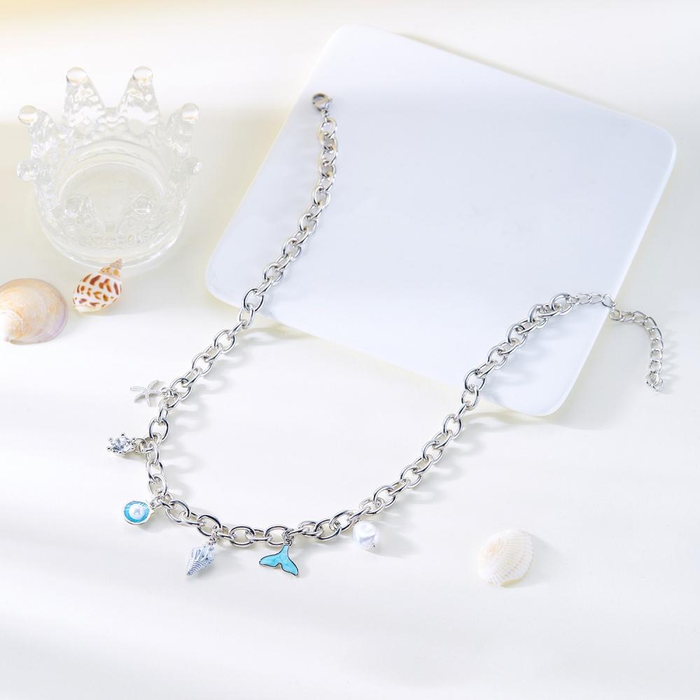 New Geometry Sea Star Conch Simulated-pearl Shell Tail Tassel Bracelet Necklace Women's Fashion Versatile Ocean Style Jewelry