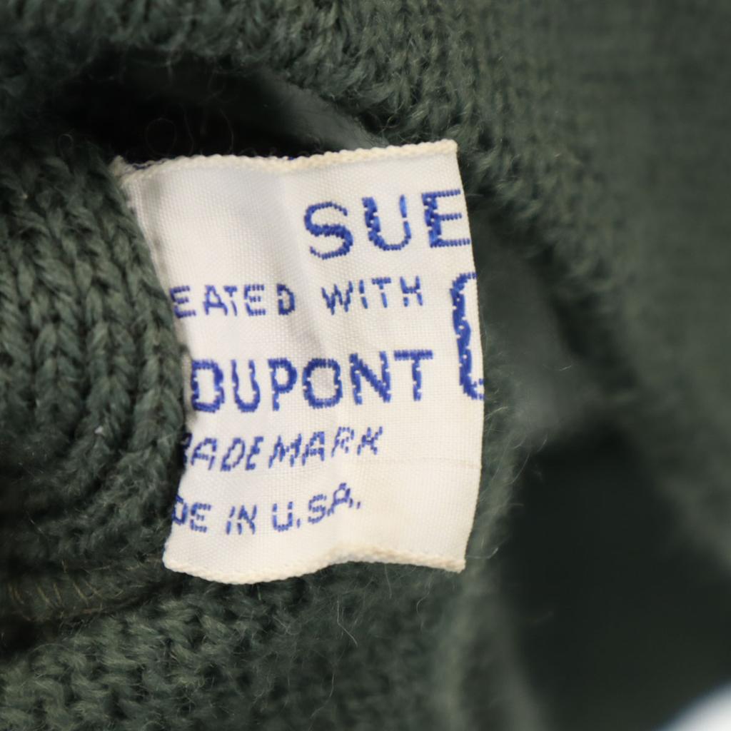 Sears 70s vintage Long sleeve Suede leather switching sweater M knit Men's Used