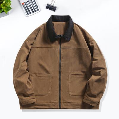 Jaqueta de veludo cotelê masculina, lapela, gola, manga comprida, patchwork, cor, casaco casual