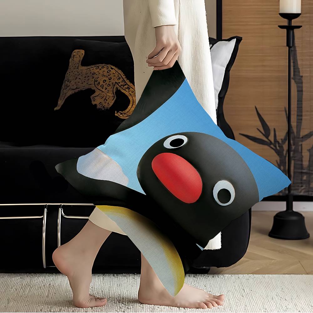 Cartoon Cute Pingu Penguin Anime Cushion Cover Inches Farmhouse Decor Home Throw Pillow Covers For Couch Decorations