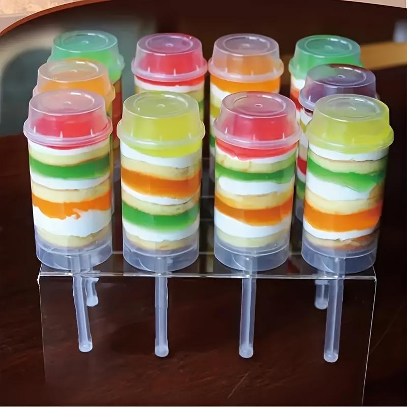 30 Stück Kunststoff Push Pop Kuchen Shooter mit Deckeln Transparente Push-Up Eisbehälter für Küche Party Desserts Backwerkzeuge