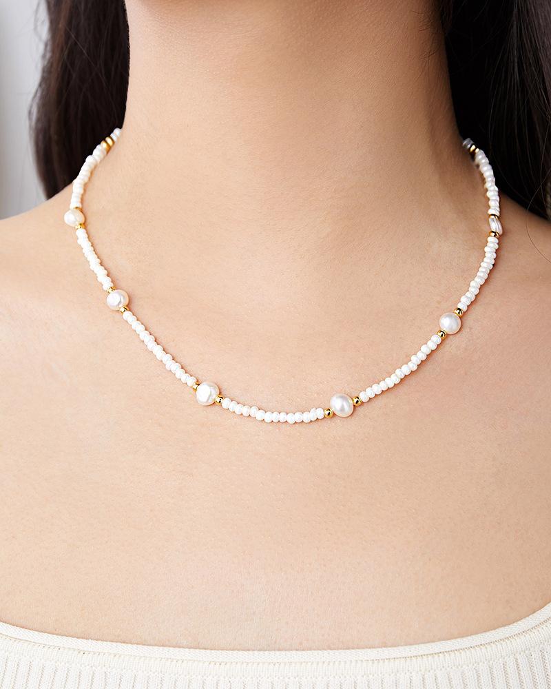 Promotion  Trendy Natural Freshwater Pearl 14K Gold Filled Ladies Chains Necklace Wholesale For Women Gifts