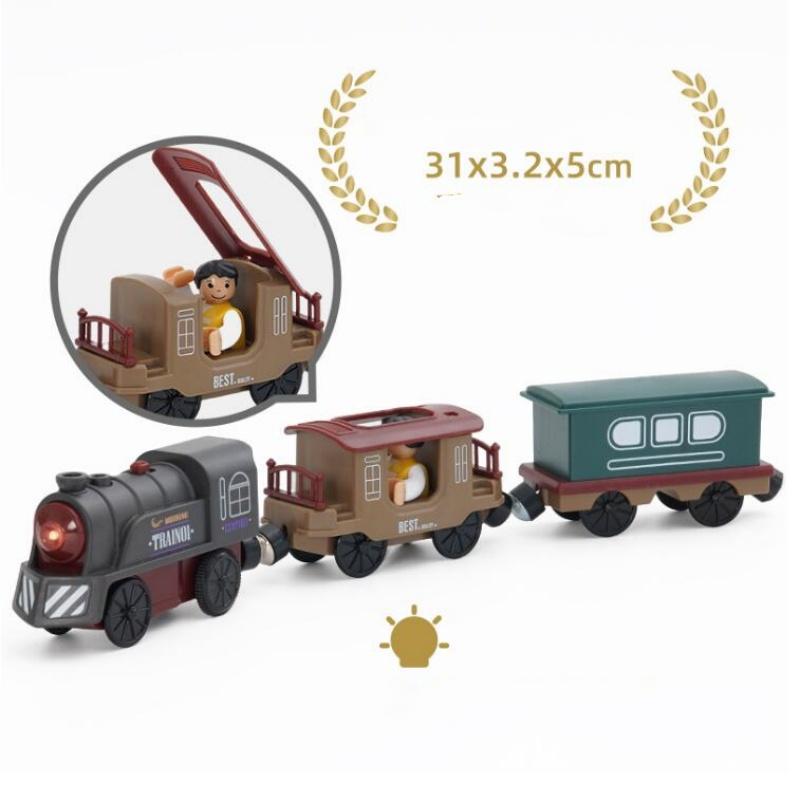 New Kids RC Electric Train Locomotive Magnetic Train Diecast Toy Fit for Wooden Train Railway Track Toys for Children