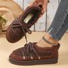 New Large-sized Fleece and Thickened Snow Boots, Women's Warm Ankle Boots and Cotton Shoes