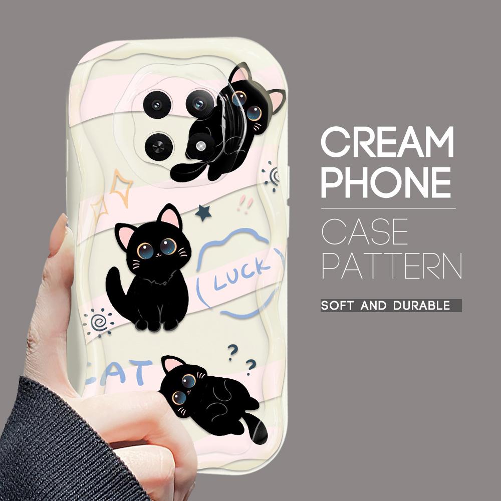 Cartoon Pattern Cream Texture Case Wavy Edge Myk Silikondeksel Telefonveske for OPPO Reno Realme OnePlus Vivo