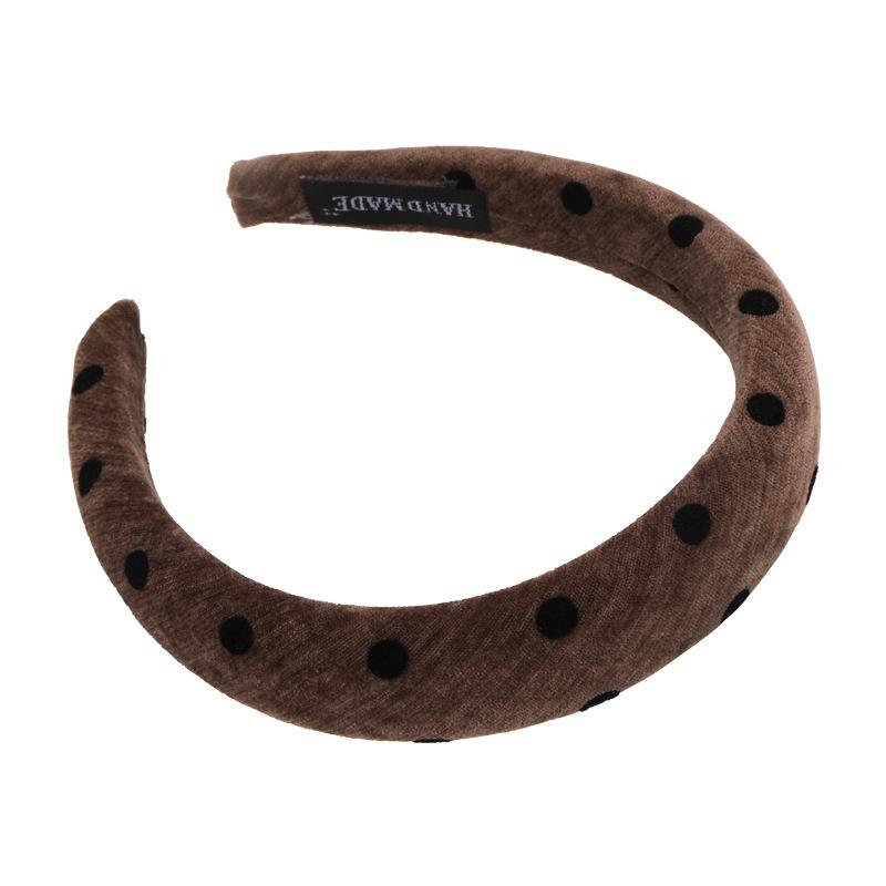 Autumn Winter Velvet Polka Dot Headband for Woman Girl Temperament Hair Hoop Wide Sponge Hair Band Lady Fashion Hair Accessories