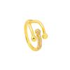 Light Luxury Style Zirconium Geometric Open Ring Women's Design Index Finger Ring Jewelry