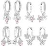 Orstarry 925 Silver Pink Heart Musical Drop Earrings Women Earrings Charm Fashion Versatile Party Jewelry Gifts