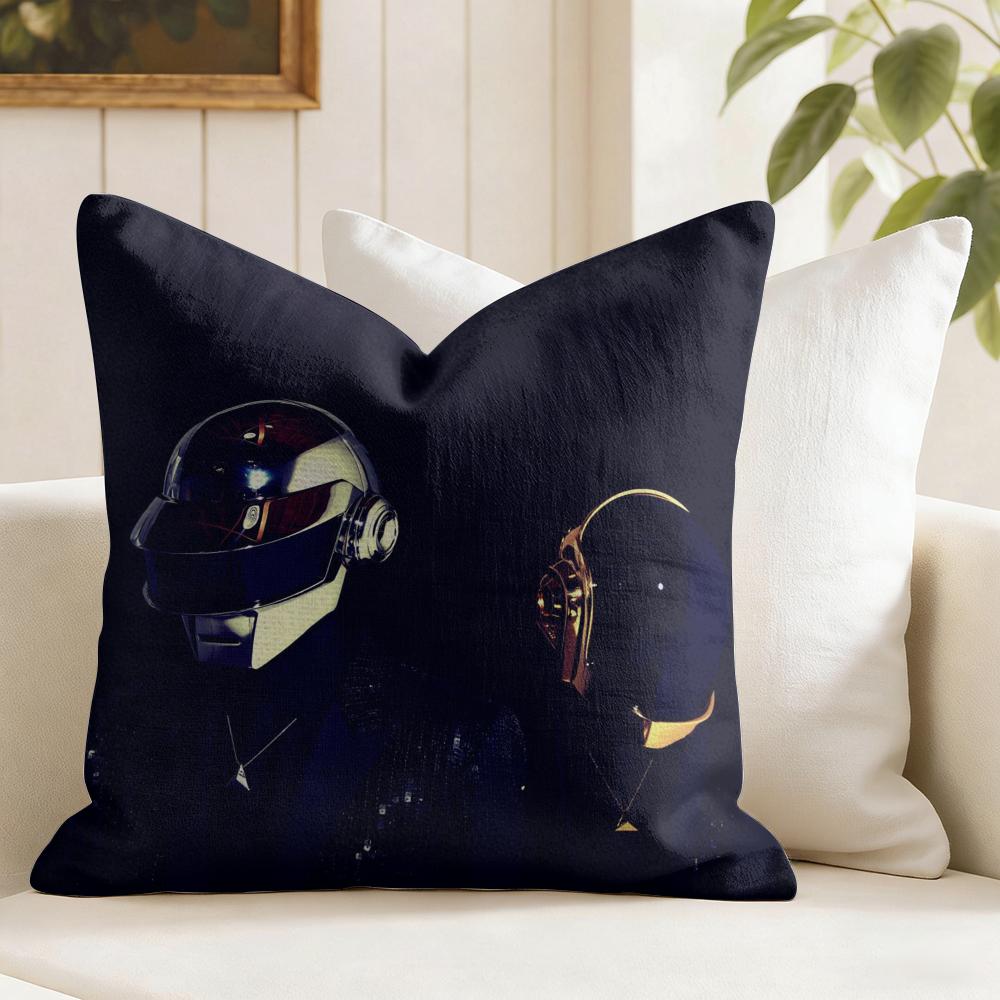 DDaft PPunk Helmet Super Cushion Cover Eco Linen Pillow Case DoubleSided Print Breathable Durable Zipper Home Decor Gift