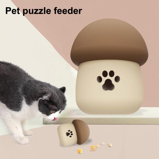 Silicone Dog Treat Dispensing Toy Mushroom Food Leakage Interactive Chew Toy Indoor Dog Cats Teething Cleaning Feeder Toy