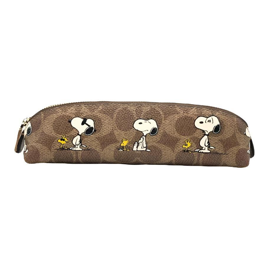 Coach X Peanuts Collaboration 20 Snoopy Print Color Block Design Signature Coated Canvas Travel Storage Bag Small Women bags Brown CBT17-IMY3O