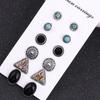 6 Pairs Vintage Bohemian Geometric Rhinestone Turquoise Earrings Set for Women