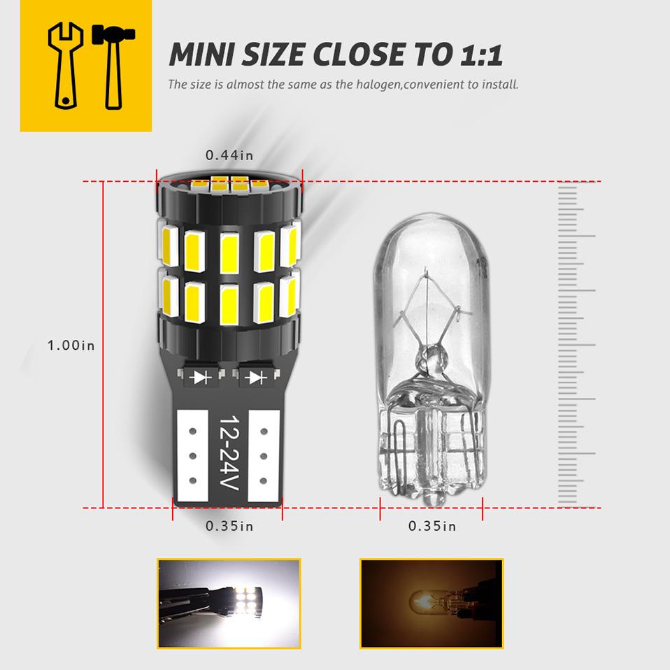 4x T10 W5W Led Canbus bulbs 168 194 6000K LED Parking Lights Lights Interior Light bulbs For car 6000K White Red Blue Amber 12V Dome Lights 6