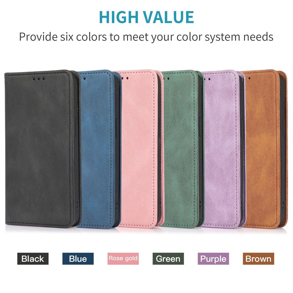 iPhone 17 Pro Max Magnetic Leather Flip Case in Pure Black