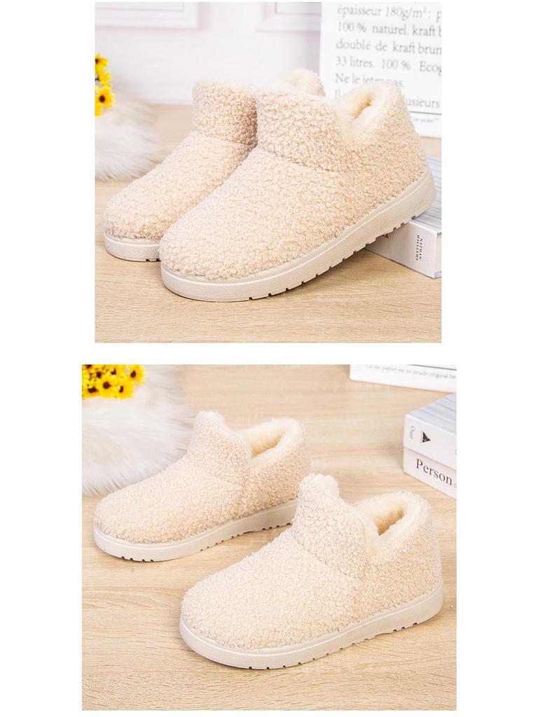 Women's Plush Teddy Fur High-Top Snow Boots - Thick Sole & Warm Winter Fashion