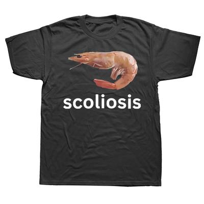 2025 Scoliosis Funny Shrimp Meme Graphic T-shirts Men Women's Fashion Casual Tshirt 100% Cotton Loose Oversized T Shirt