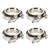 4pcs 3in V Band Clamp Flange Kit Stainless Steel Silver Universal for Turbo Downpipe Exhaust
