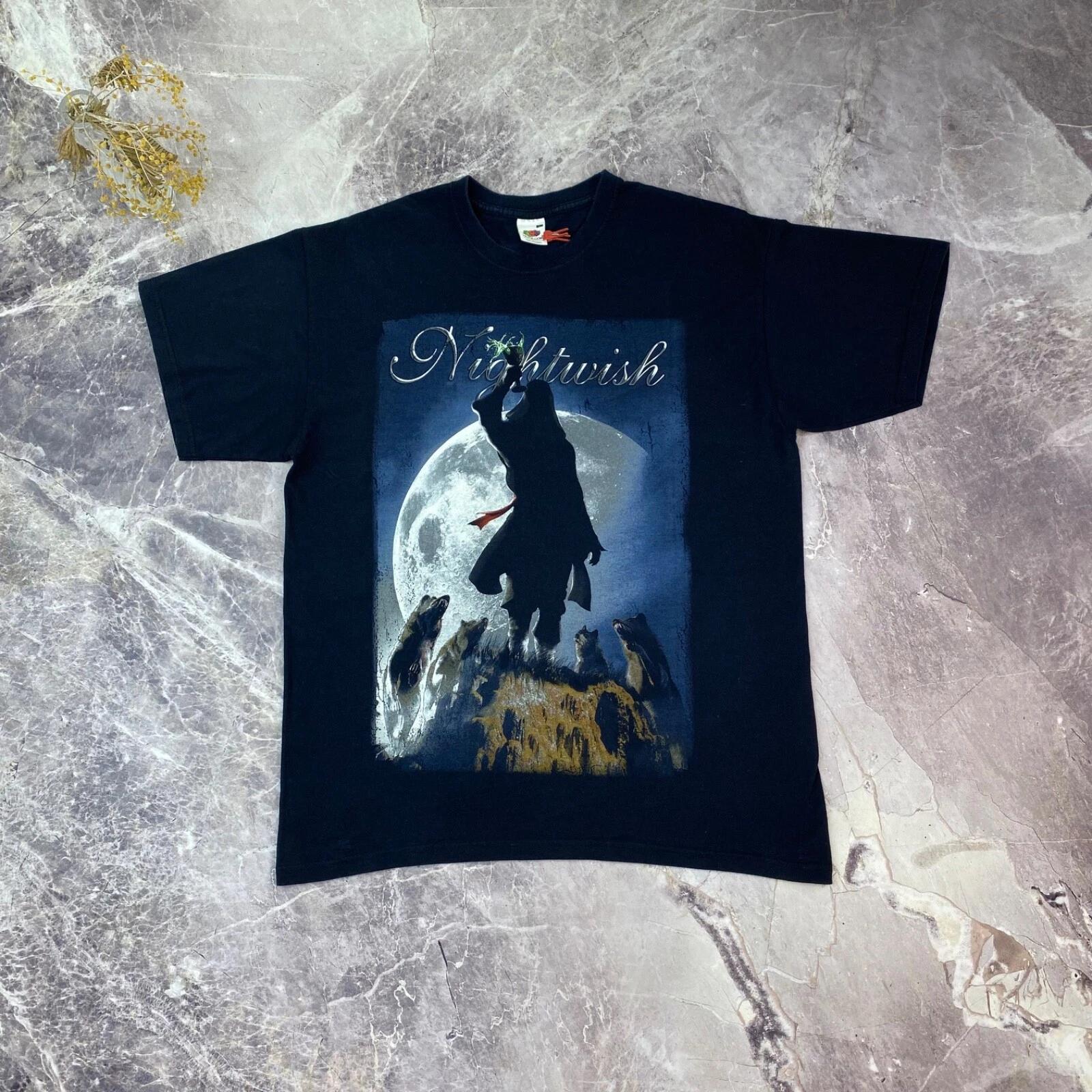 Nightwish Vintage Cult Rock Band Overprinted T shirt Black Sz L Mens Y2K S