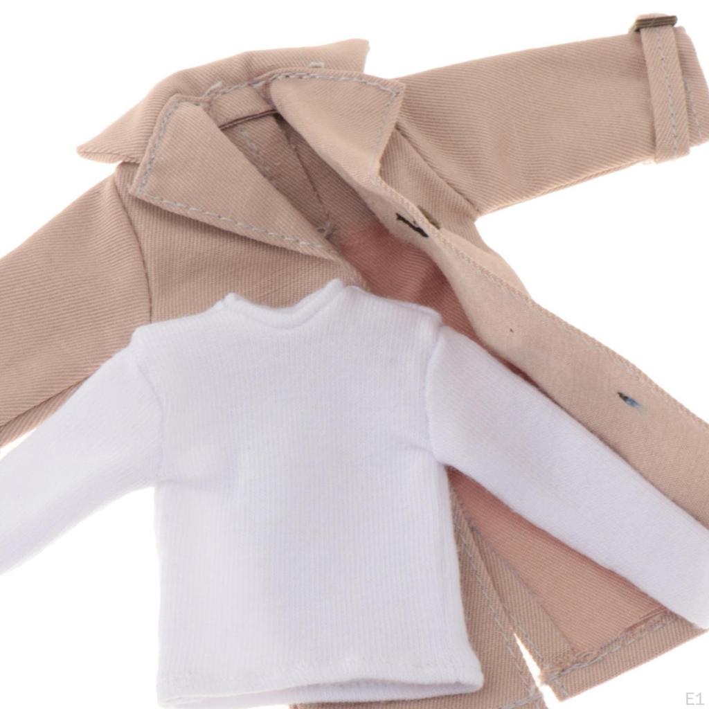 1/12 Male Action Figure Clothes Overcoat Costume Miniature with Long Sleeve Backing Shirt