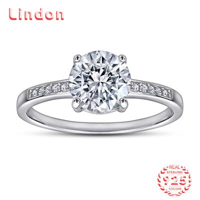 Lindon Klassischer Zirkon-Ring aus 925er-Sterlingsilber, Damenschmuck, Hochzeitsversprechen, Party-Geschenk