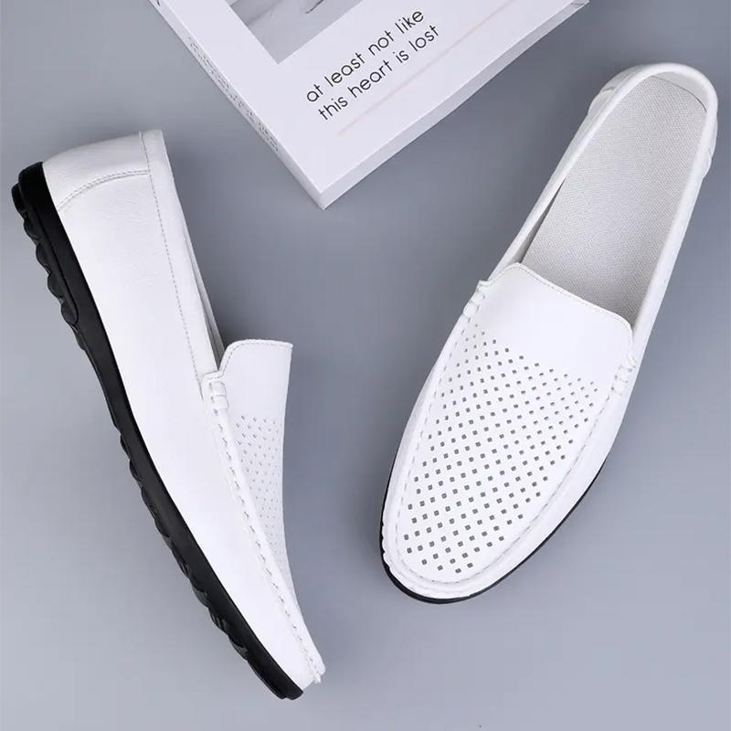 Fashion Leather Men Loafers Shoes Luxury Brand Rubber Casual Men Shoes Slip on Breathable Flats Driving Shoes Mens Big Size 46 47