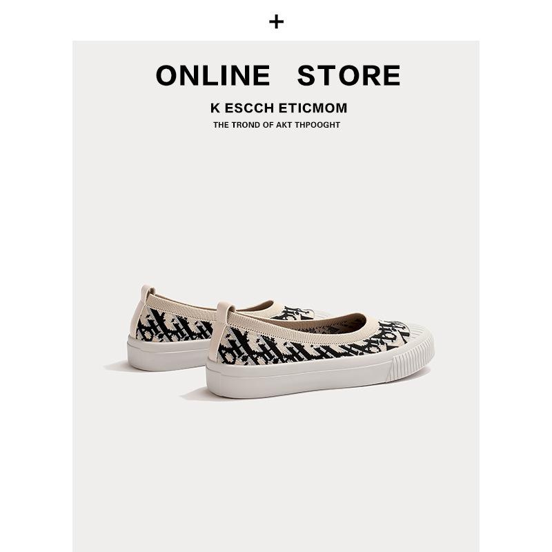 Japanese princess shoes platform single shoes women's casual sports board shoes knitted shoes round head shallow mouth loafers flying shoes
