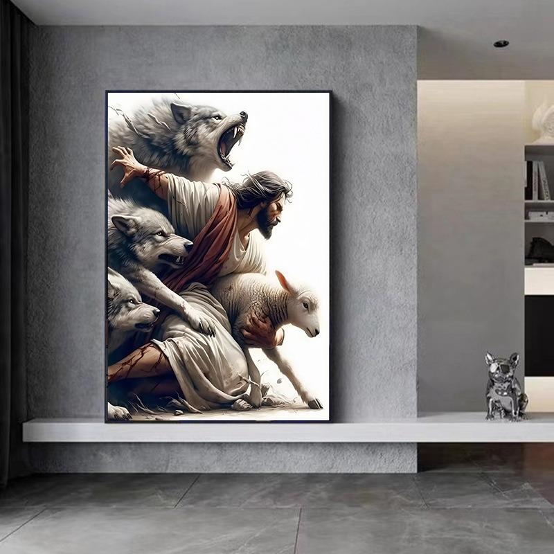 Tela Cristo Gesù Postres Ritratto Cristiano di Gesù Stampa Artistica da Parete Poster Camminerò con Cristo Versetto Biblico Poster Regalo