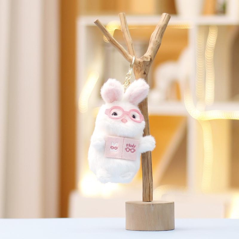 Duck Reading Rabbit Bear Keychain Cute Girl Backpack Decorative Doll Pendant