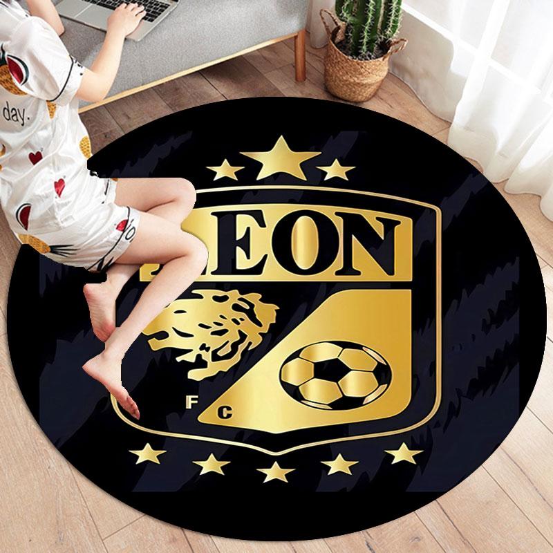 Club León Football Club Round Area Rug,Carpet Rug for Living Room Bedroom Sofa Playroom Decor,Non-slip Floor Mat