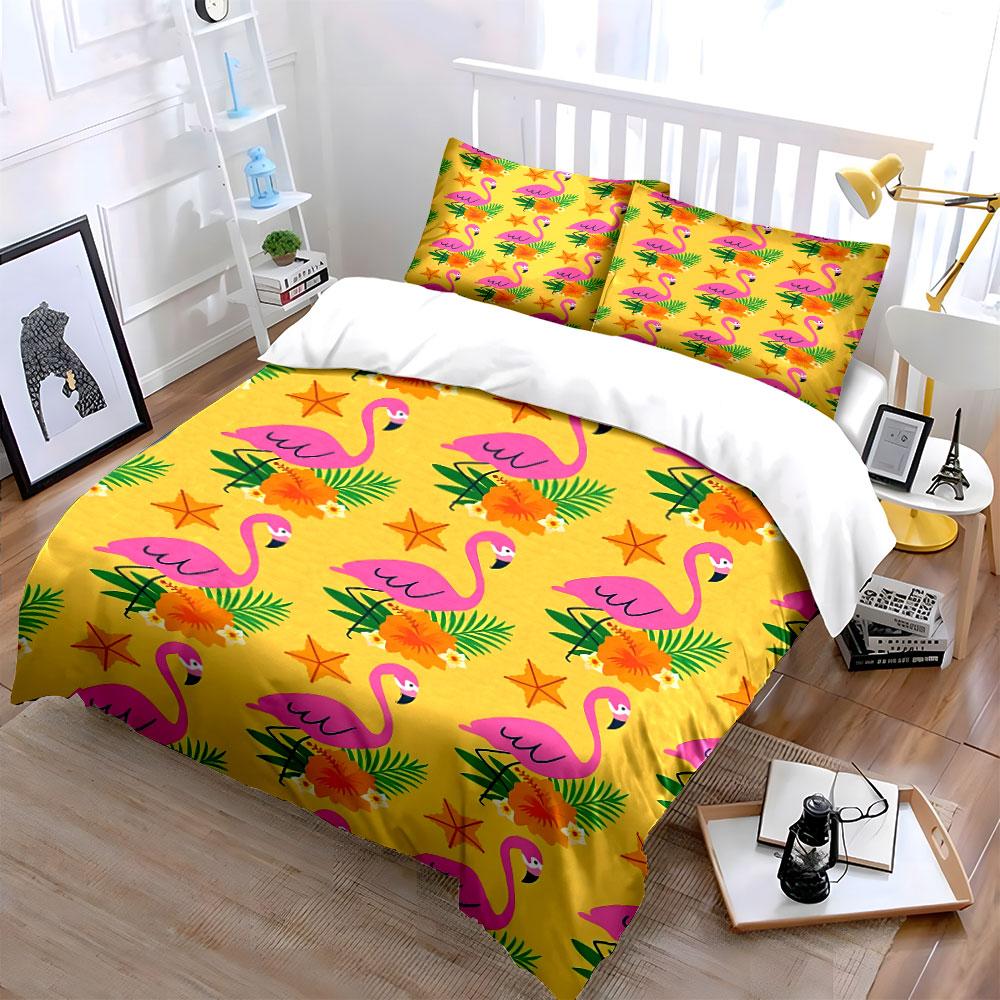 Flamingo Tropical Bedding Set Bedding Duvet Cover Set Duvet Cover Pillowcases (1 * Duvet Cover 2 * Pillowcases, Without Duvet Insert)