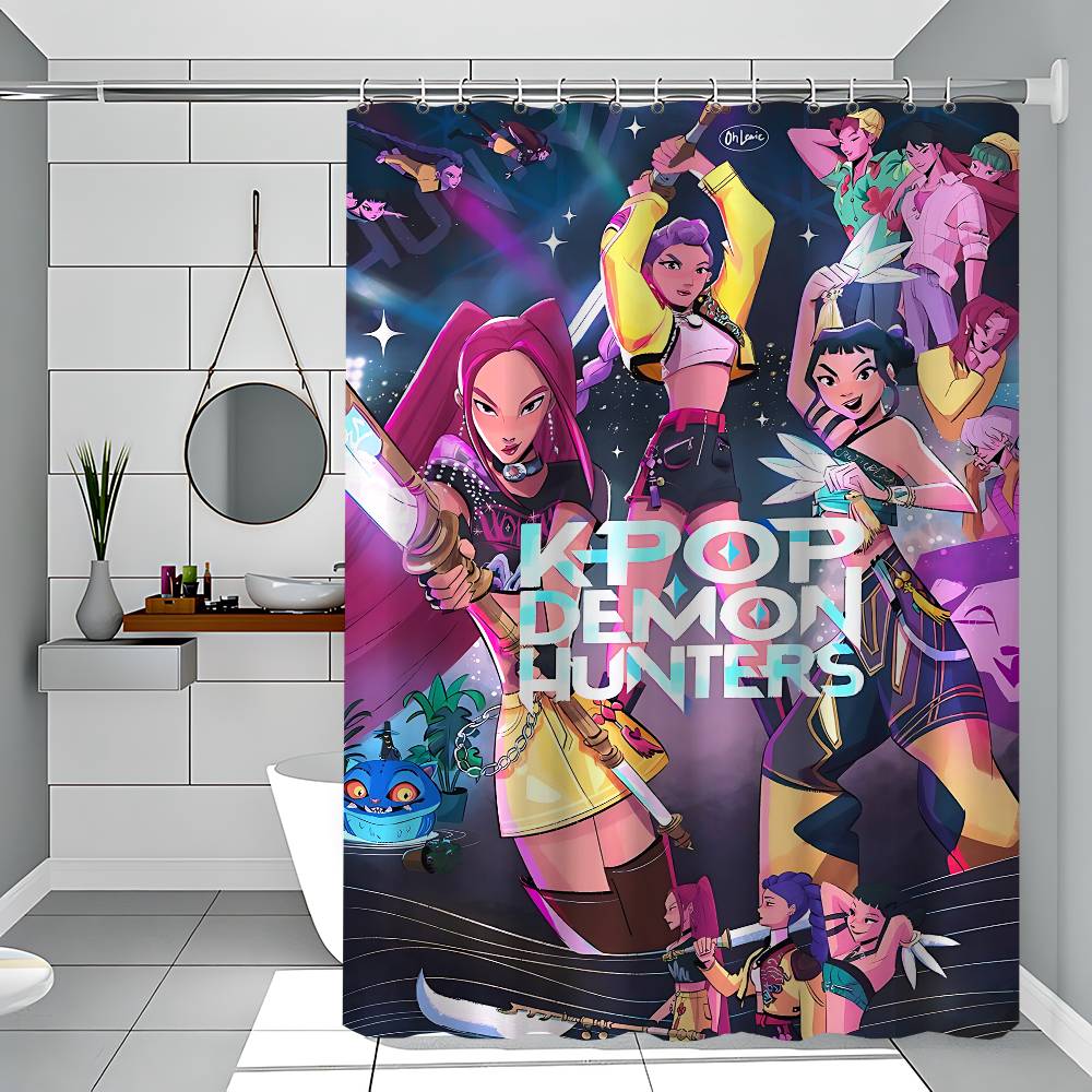 Kpop Dämonenjäger Lustig Und Kreativ Strand Duschvorhang Wasserdicht Polyester Badvorhänge Für Badezimmer Dekorieren Mit Haken