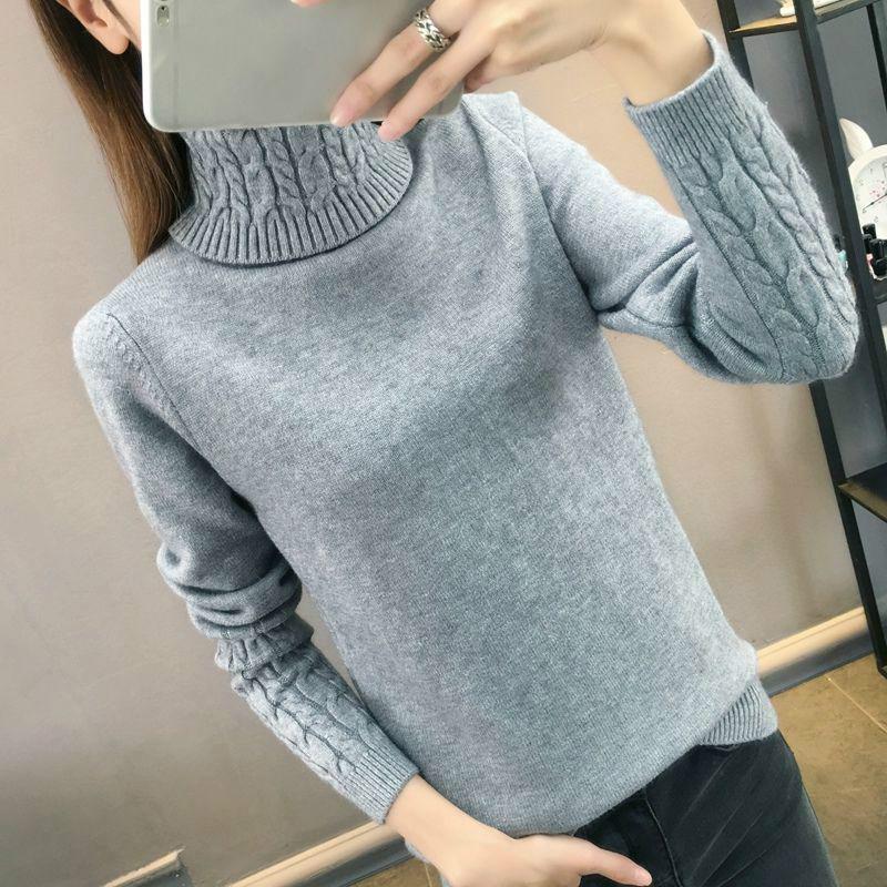 Slim Thin Trend Autumn and Winter Sweater Wild High Collar Sweater Female Thick Warm Sweater