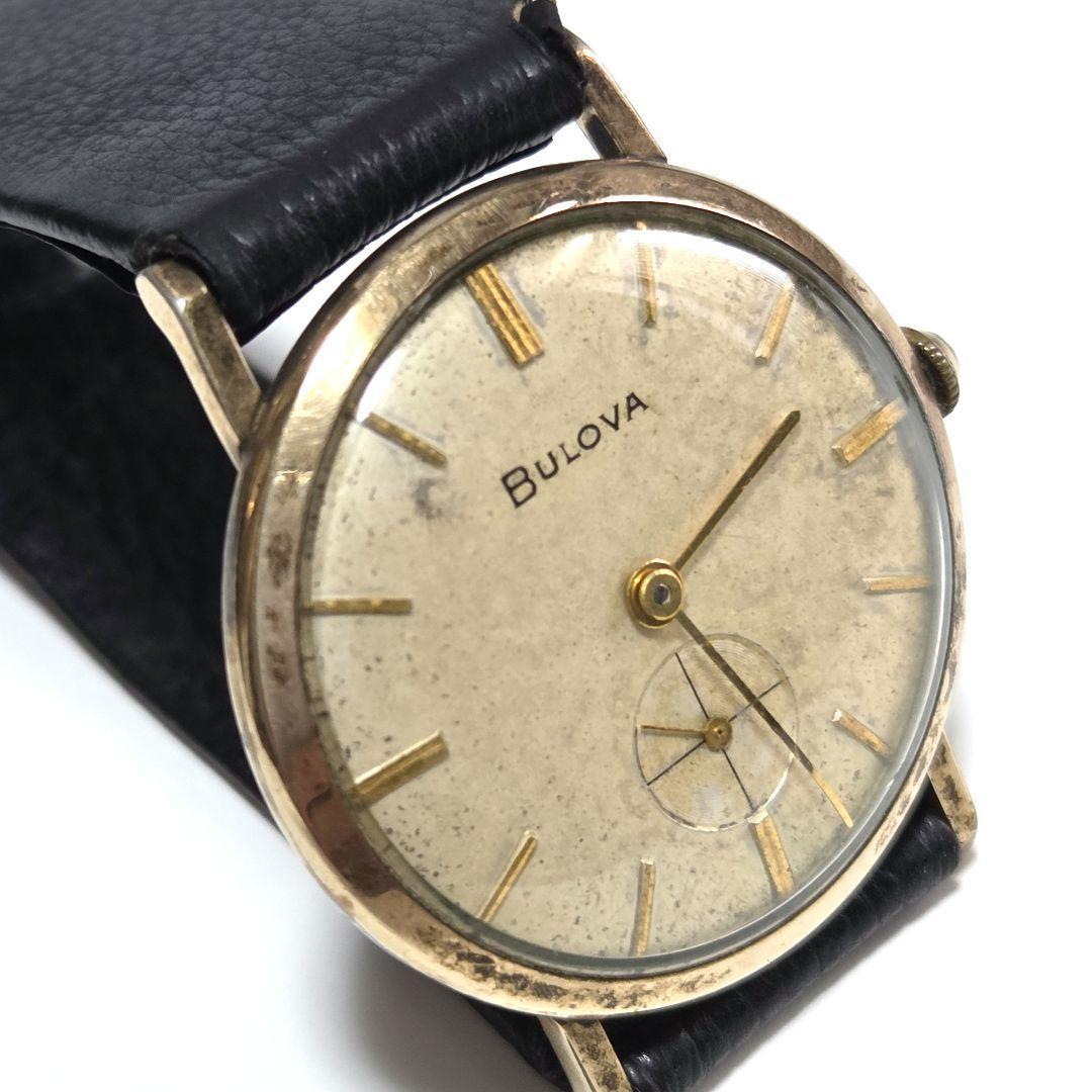 Used BULOVA Antique Vintage Watch 10KGP Manual Winding Clock with Second Hand