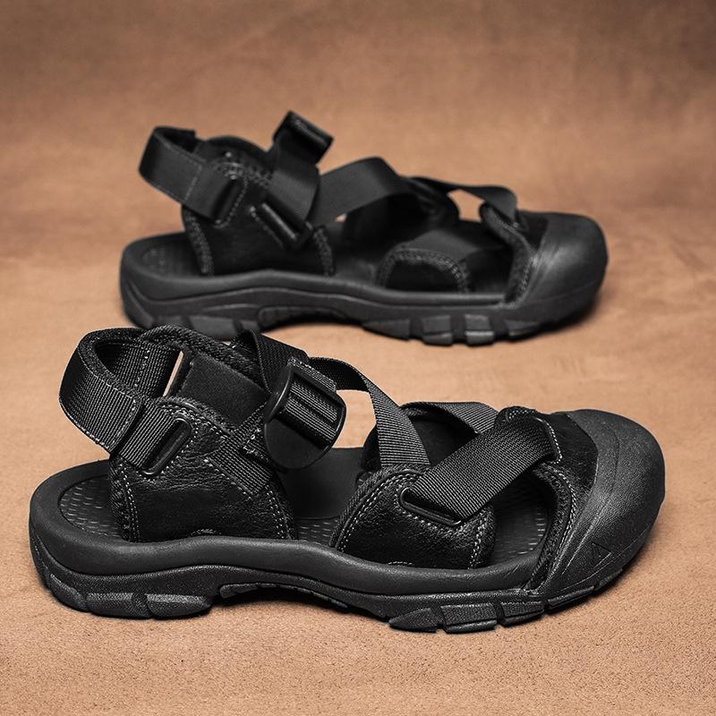 

Sports sandals men s mesh breathable summer 2025 new beach sandals casual non-slip bag head wear-resistant slippers 38 чёрный