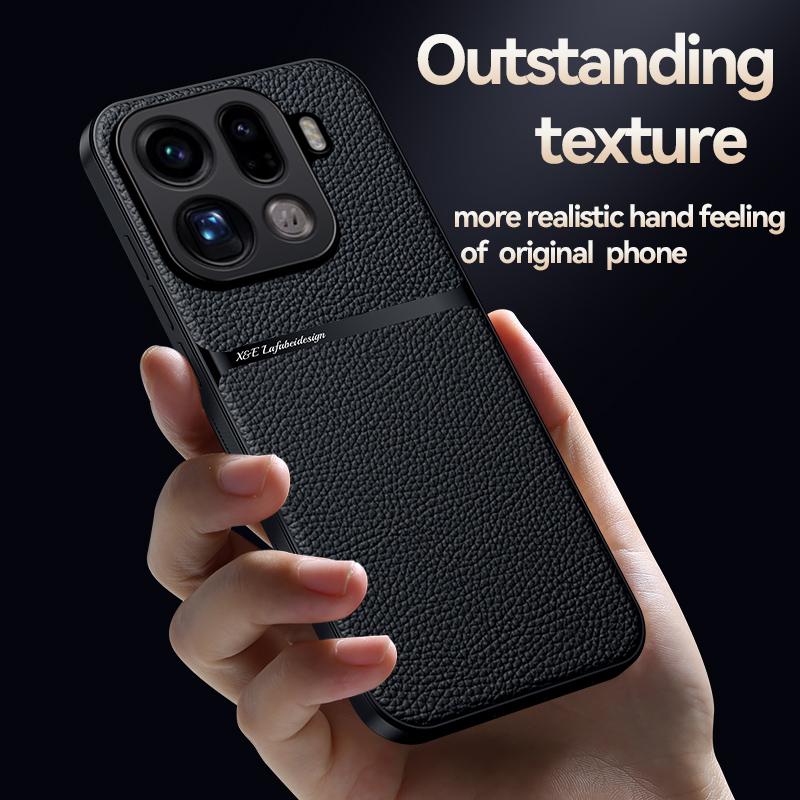 For OPPO Find X9 Pro Car Magnetic Phone Case For OPPO Find X9 Pro Leather Texture Silicone Protection Shockproof Phone Cover