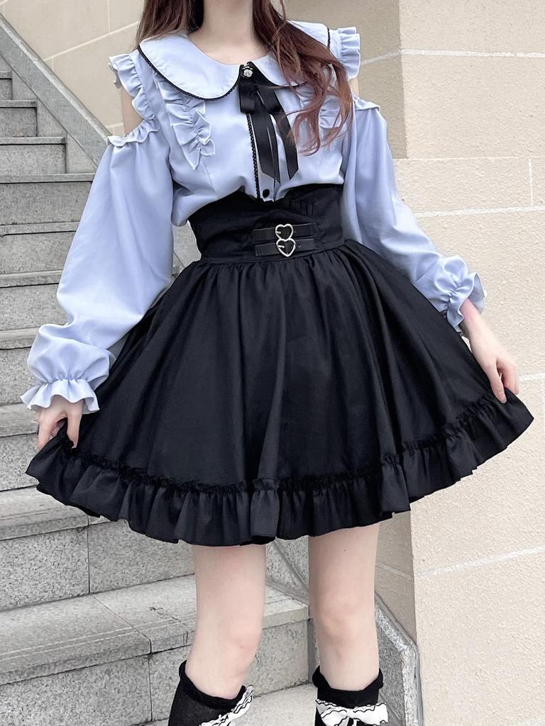 XHSUKADO Black Mini Skirt with Heart Back and and This Skirt Is Perfect for Students and Provides a Stylish French Girly Available In Size for and