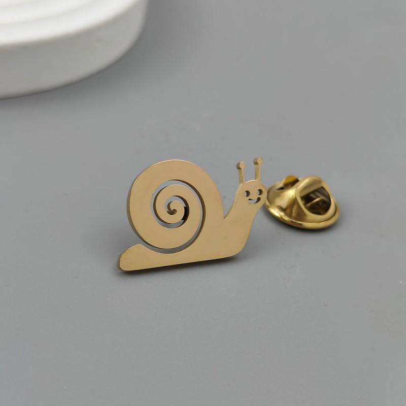 Cartoon Snail Gold Brooch Flat Cut Badge Daily Wear Men's Suit Shirt Accessories