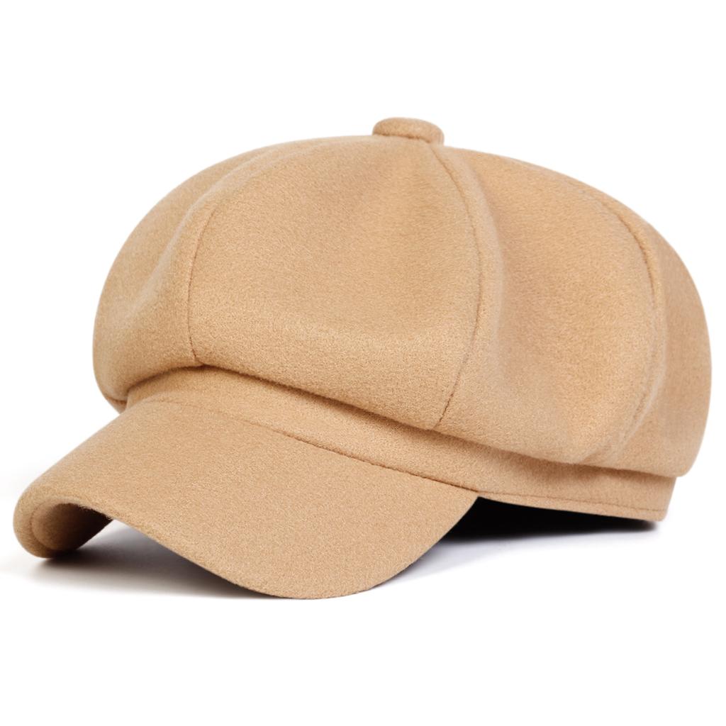 Achtkantiger Wollhut Einfarbig Unisex Outdoor Warme Hüte Winter Freizeit Barettmütze Modische Kappen