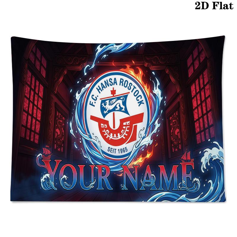 Benutzerdefinierte Name FC Hansa Rostock Gedruckte Wandteppich – Wandbehang für Schlafzimmer, Studentenwohnheime und Heimdekoration