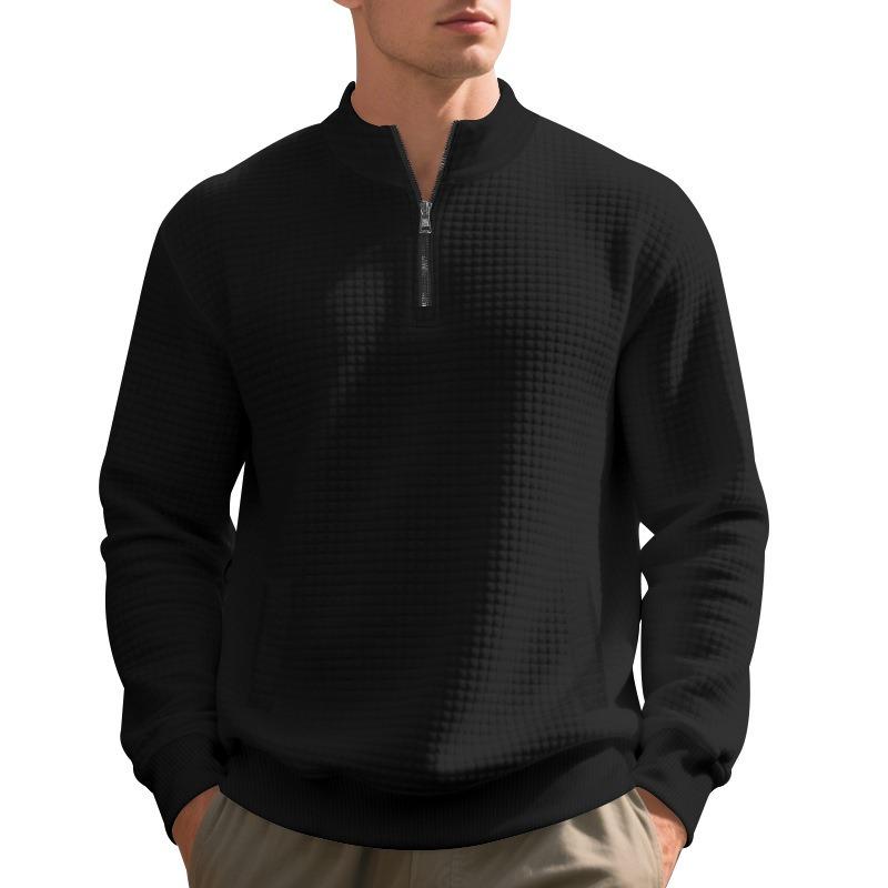 Men Heavyweight Loose Stand Collar Half Zip Casual Pullover Sweatshirt