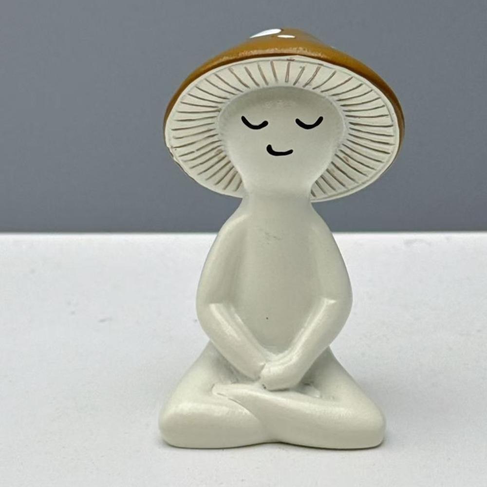 Gift Mini Meditation Mushroom Statue Resin Cute Yoga Mushroom Statue Charming Creative Craft Mushroom Sculpture Desk Decor