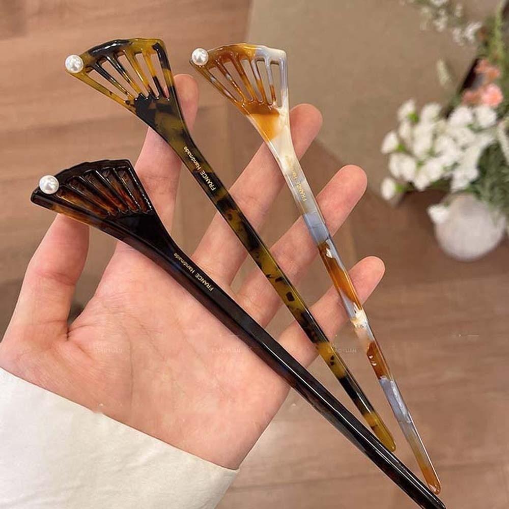 New Chinese Style Acetate Hair Forks Headwear Fan-Shaped Hair Pin Acetic Acid Hair Stick  for Gifts