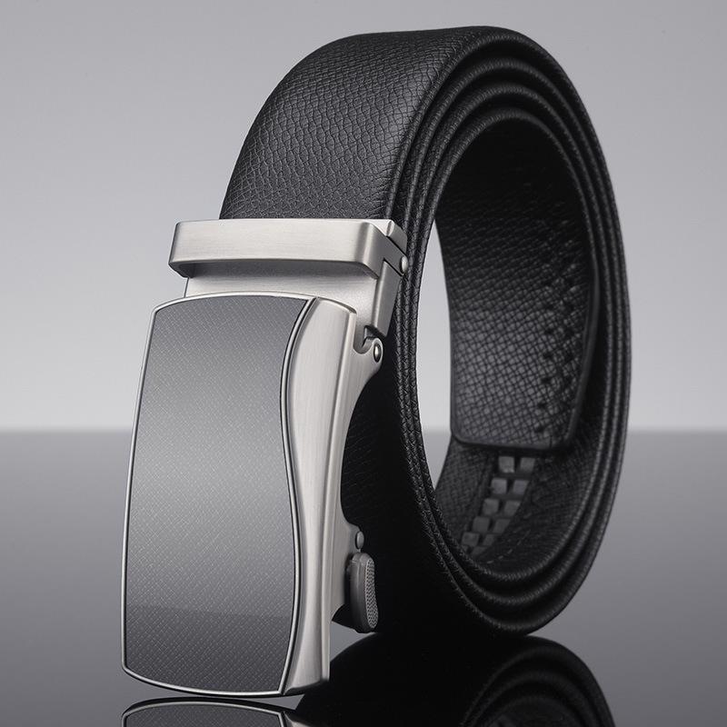 Men'S Belt, Two-Layer Cowhide Alloy Automatic Buckle Business Belt