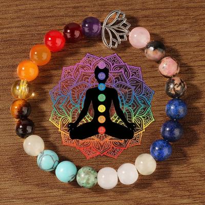 Crystal Rough Stone Bracelet for Women's High-end Feeling, Lotus Yoga Seven Pulse Meditation Bracelet