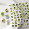Cute Mochi Frog 5D Waterproof Nail Stickers - Embossed Green Bean Design for Nail Art